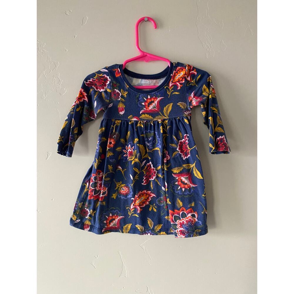 Old Navy Bluye Floral Baby Girls Long Sleeved Dress- Size 6-12m